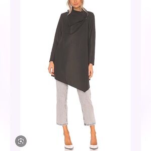 ALLSAINTS Onument Eve Silhouette Flattering Drape Across Body Black Coat Size 2